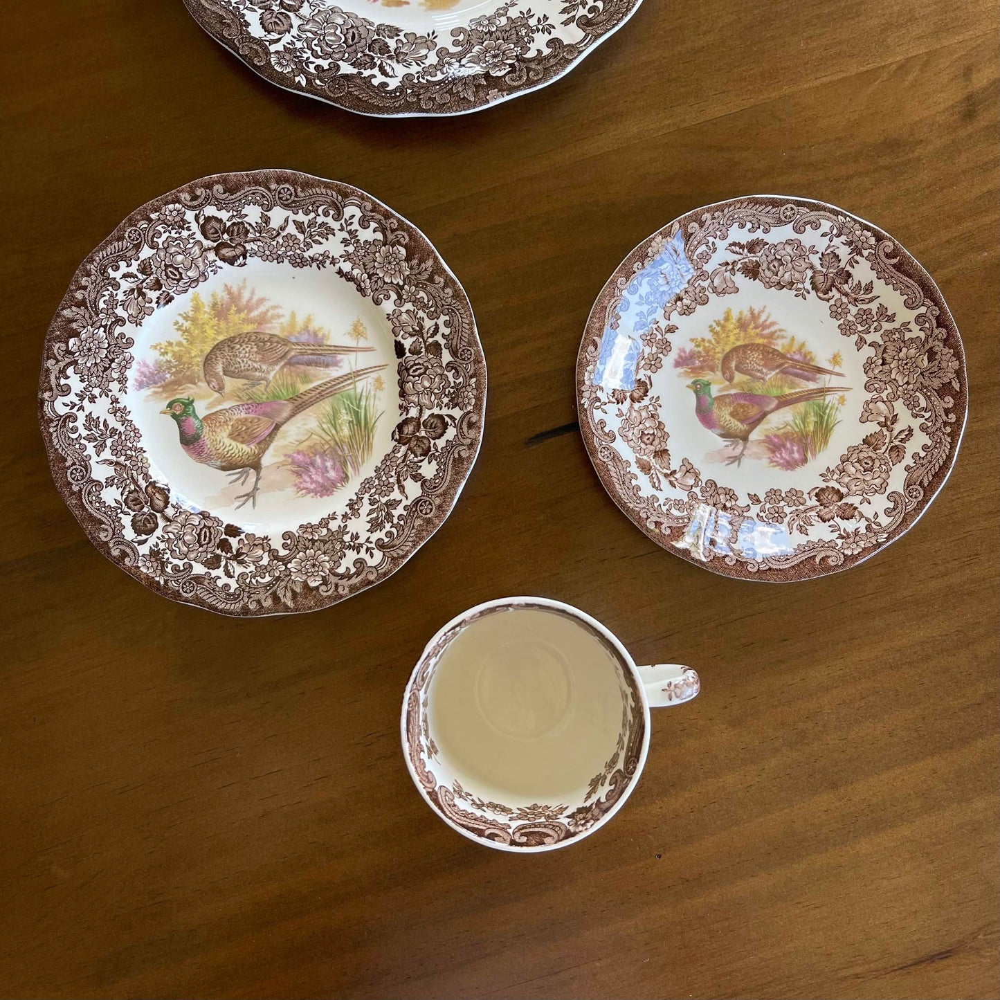 🏴ロイヤルウースター パリッシー ゲームシリーズ キジ カップ、ソーサー、サイドプレートのトリオ