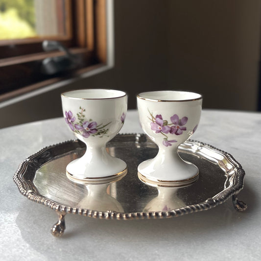 🏴ハマースレイ ヴィクトリアンバイオレット エッグカップ・エッグスタンド ペア(2個セット)