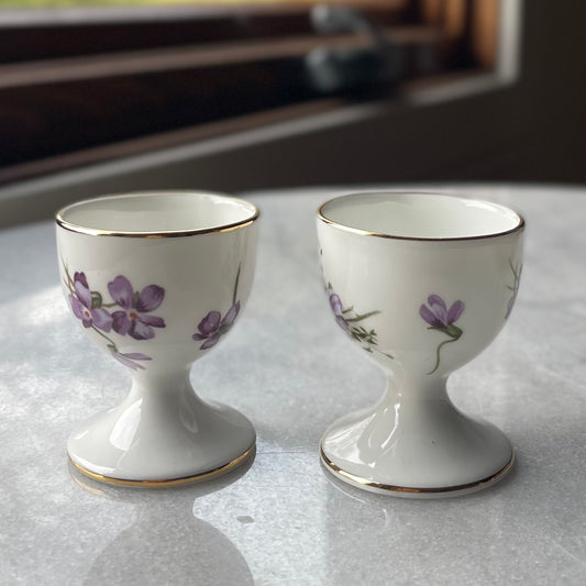 🏴ハマースレイ ヴィクトリアンバイオレット エッグカップ・エッグスタンド ペア(2個セット)