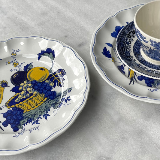 🏴スポード ブルーバード 花リム 23cmプレート