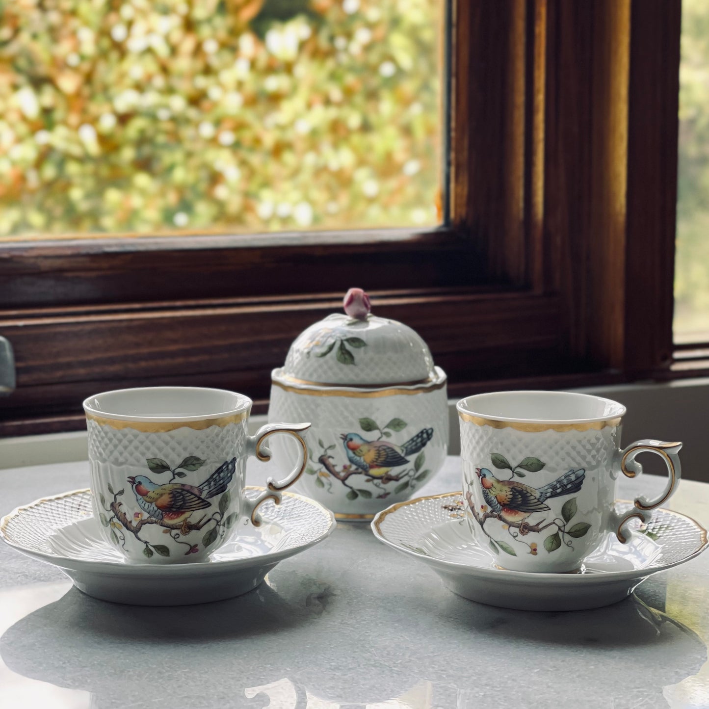 🇭🇺ホロハーザ Madaras/Forest Birds エスプレッソカップ&ソーサー2客+シュガーポットセット