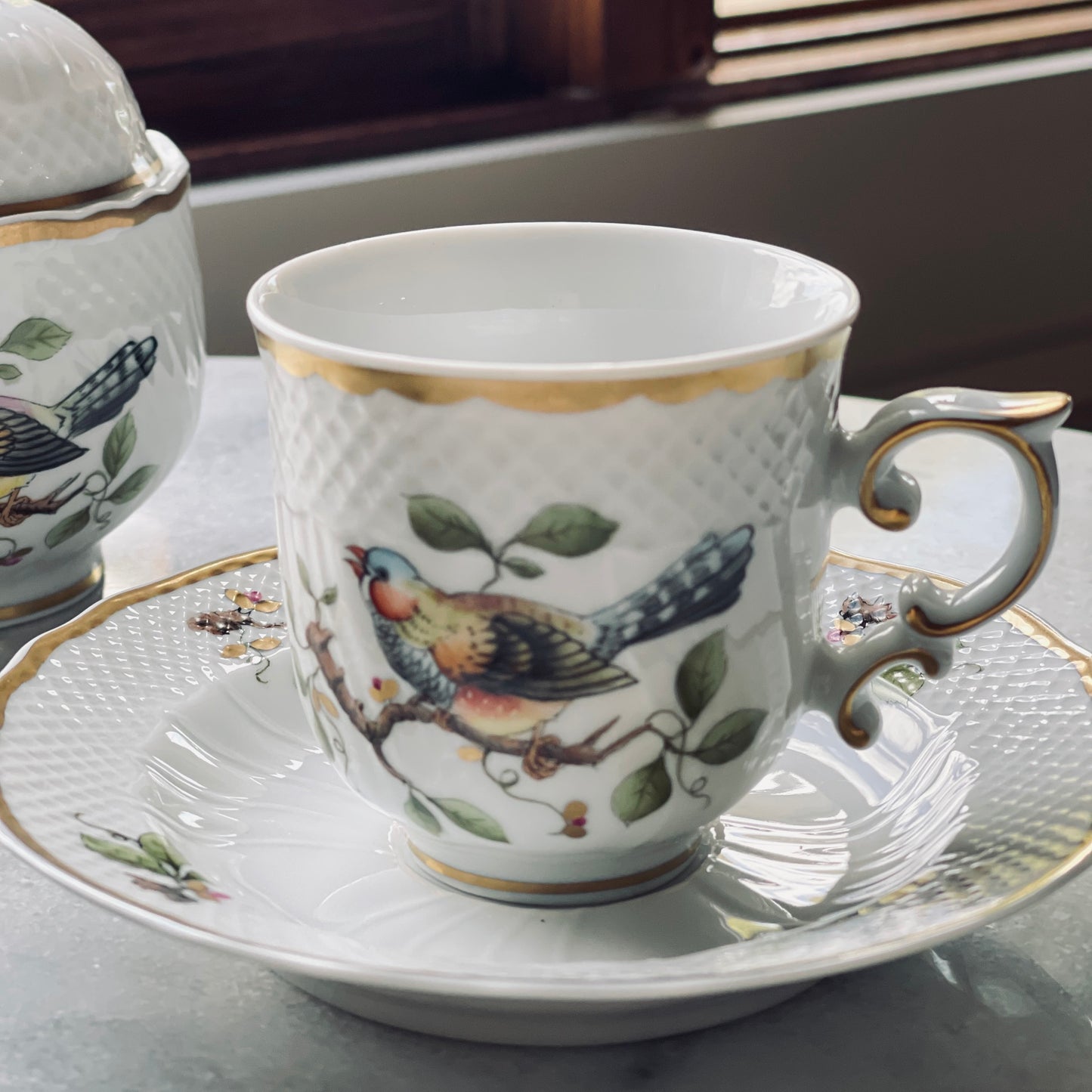 🇭🇺ホロハーザ Madaras/Forest Birds エスプレッソカップ&ソーサー2客+シュガーポットセット
