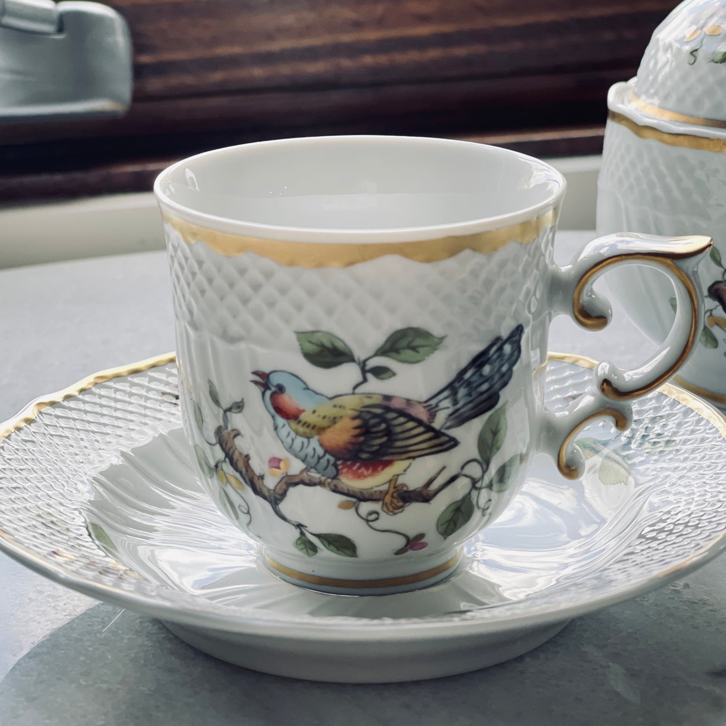 🇭🇺ホロハーザ Madaras/Forest Birds エスプレッソカップ&ソーサー2客+シュガーポットセット