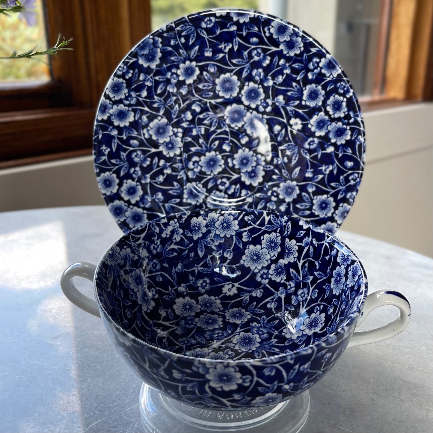 🏴バーレイ ブルーキャリコ クリームスープカップ&ソーサー