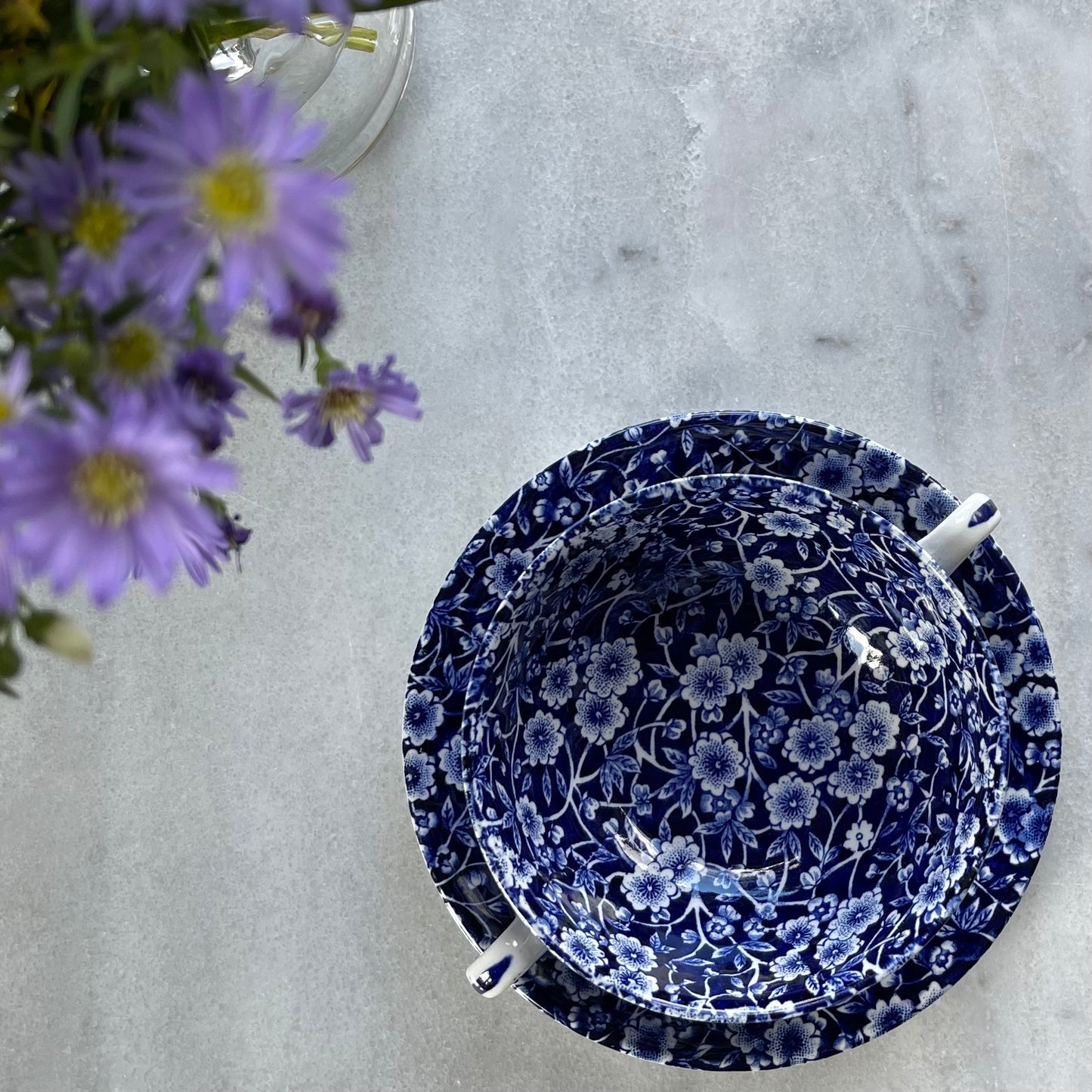 🏴バーレイ ブルーキャリコ クリームスープカップ&ソーサー