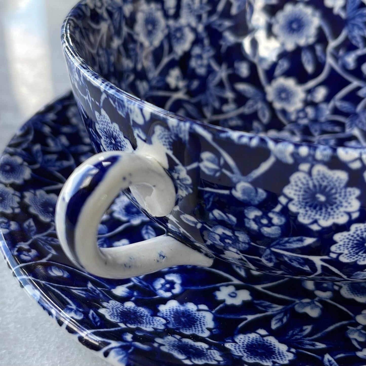 🏴バーレイ ブルーキャリコ クリームスープカップ&ソーサー