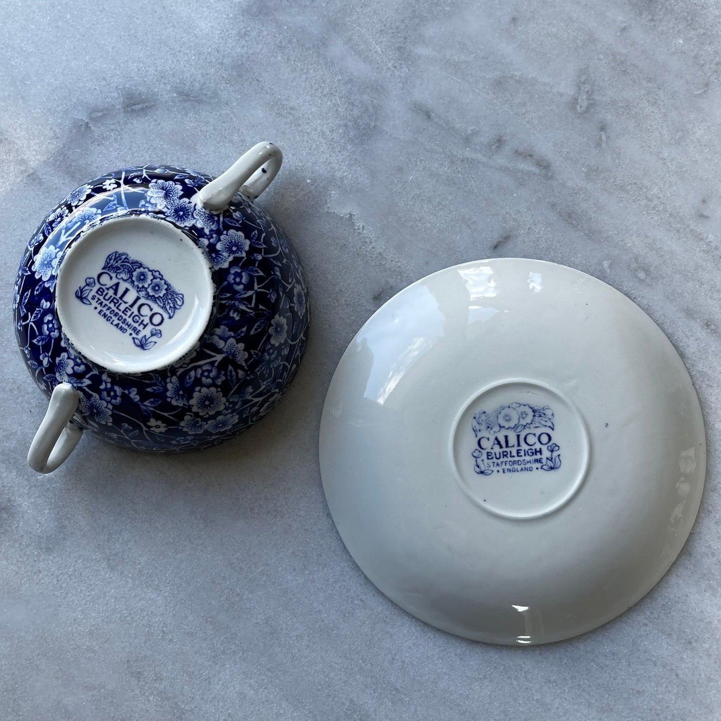 🏴バーレイ ブルーキャリコ クリームスープカップ&ソーサー