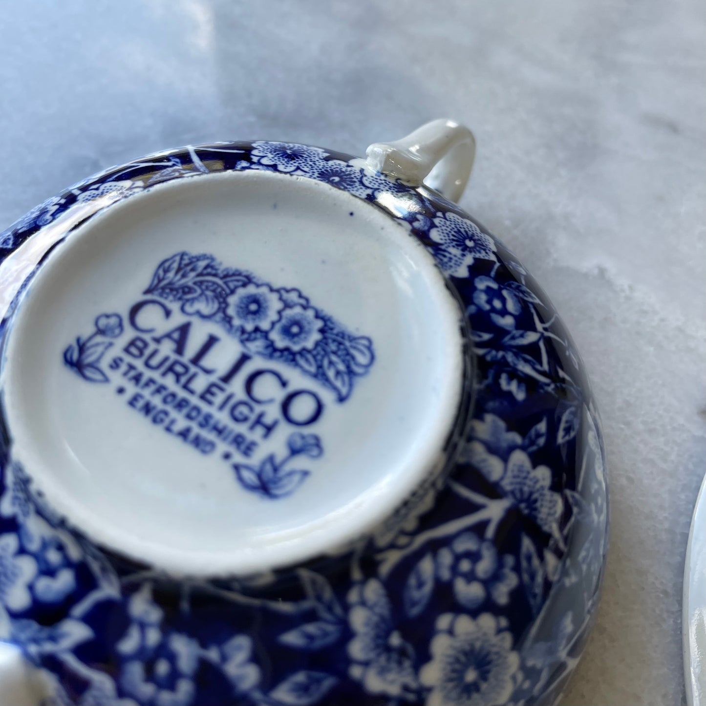 🏴バーレイ ブルーキャリコ クリームスープカップ&ソーサー