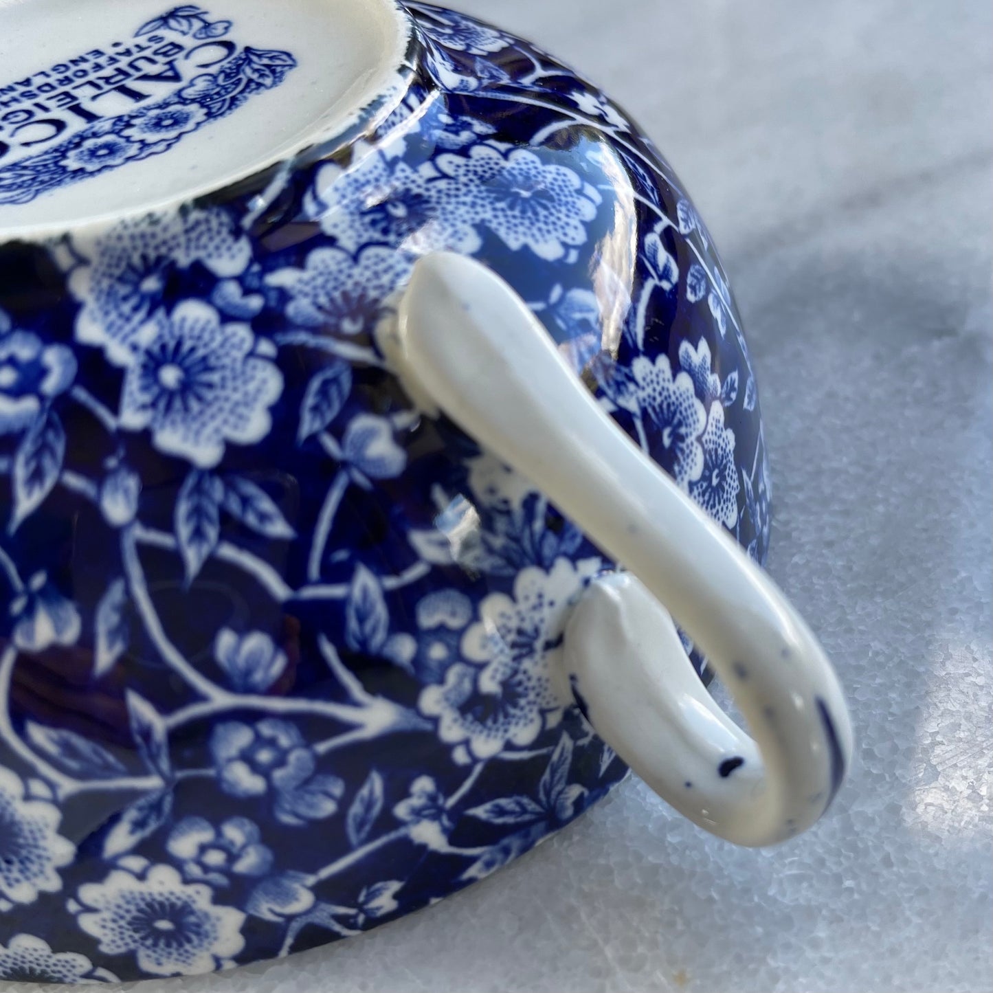 🏴バーレイ ブルーキャリコ クリームスープカップ&ソーサー