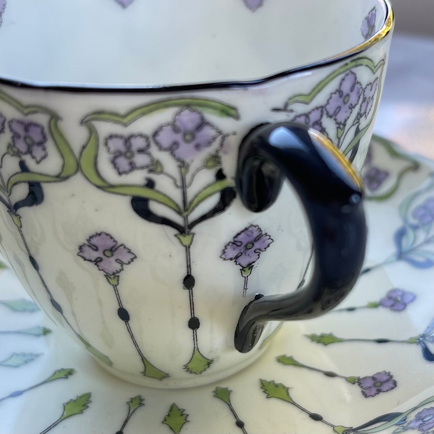 🇬🇧ロイヤルドルトン アンティーク アール・ヌーヴォー コーヒーカップ&ソーサー+サイドプレート