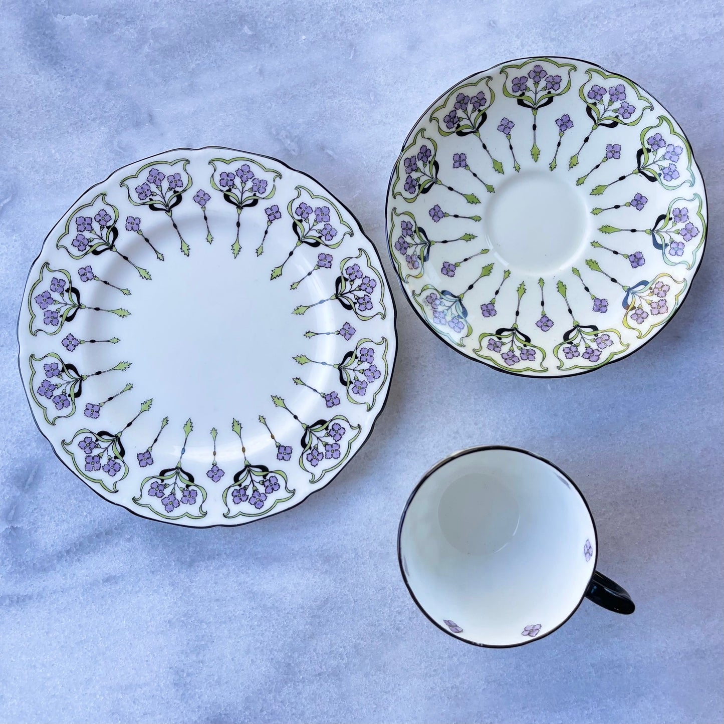 🇬🇧ロイヤルドルトン アンティーク アール・ヌーヴォー コーヒーカップ&ソーサー+サイドプレート