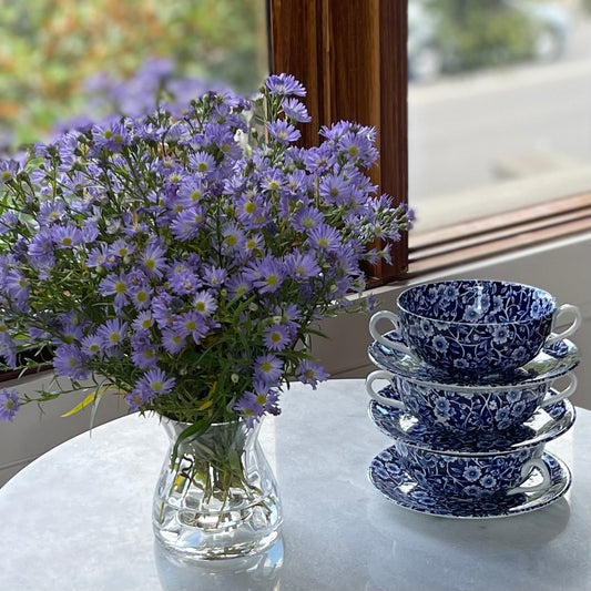 🏴バーレイ ブルーキャリコ クリームスープカップ&ソーサー